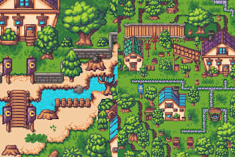 do 2d pixel art tileset pixel character animation sprite sheet game art tile map