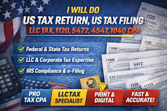 do us tax return, us tax filling, llc tax, 1120, 5472, 4547,1040 CPA