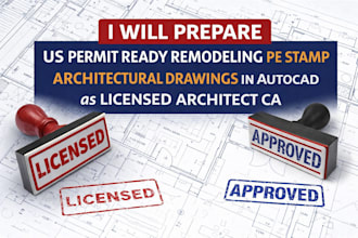 prepare US permit remodeling pe stamp architectural drawing licensed architect