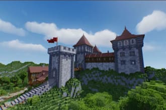 build minecraft map, castle, willage base, swamps, hubs, house