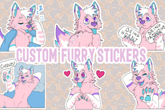 draw custom furry telegram and discord stickers
