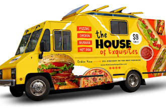 design custom food truck wrap, vehicle wrap, truck wrap, trailer wrap, van wrap