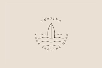 modern minimalist line art text badge logo design