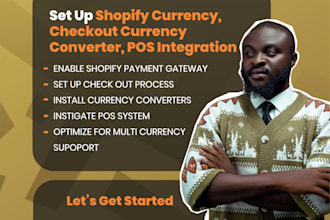 setup shopify payment, checkout, currency converter, pos integration gateway