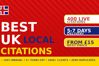 build 400 premium UK local citations with guaranteed live listings