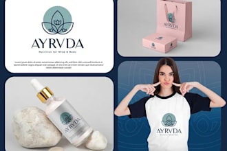 create skin care label, cosmetic logo and packaging