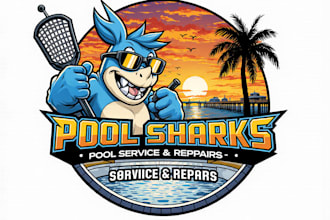 design a professional pool shark and spa logo for your business
