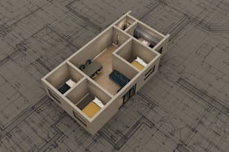 a 3d floor plan