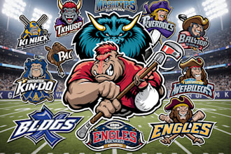 design baseball, basketball, football, mascot, hockey sports logo