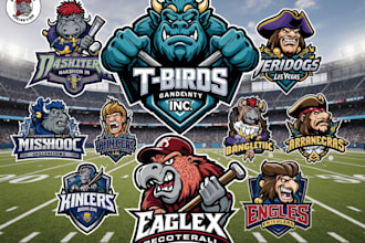 design baseball, basketball, football, mascot, hockey sports logo