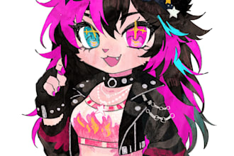 draw colorful chibi furry or kemonomimi character design