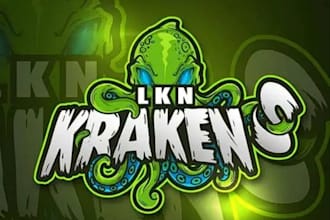do premium vintage kraken octopus mascot logo t shirt design