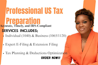 prepare 1040, 1040nr, 1065, 1120 US tax return for resident and non resident llc