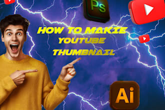 create professional youtube and twitch thumbnail design using photoshop and ai