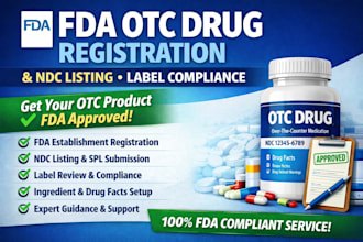 handle fda otc drug registration, ndc listing and label compliance
