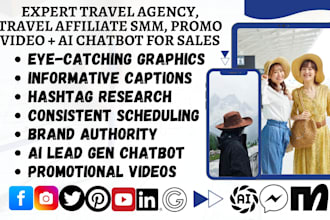be your travel agency travel affiliate smm promo video with ai chatbot for sales