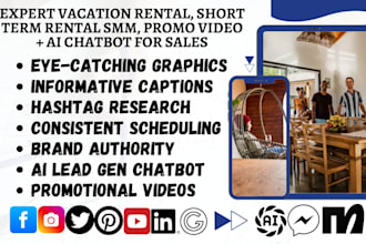 be your vacation rental short term rental smm promo video and add ai chatbot