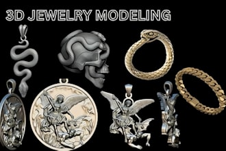 create 3d jewelry model , 3d bracelet ,3d pendant rendering , blender , zbrush