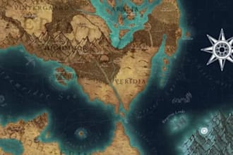 draw fantasy map for your book, rpg, 4k dnd with inkarnate map illustration map