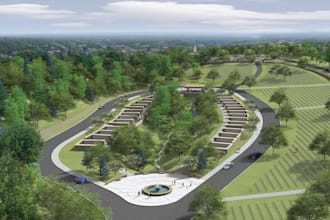 do 3d landscape design, cemetery, graveyard and site plan rendering