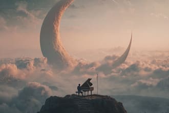 create a dreamy surreal or fantasy music album cover