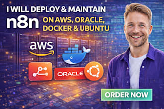 deploy, install, and update n8n on AWS, oracle, docker,  ubuntu, n8n automation
