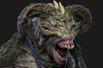 sculpt 3d alien creature,game character anatomy,xgen texture,52 blendshape,daz3d