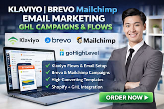 klaviyo email marketing, brevo mailchimp email newsletter, ghl flows campaign