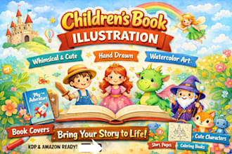 hand drawn children watercolor picture book cover illustration