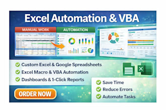 design excel spreadsheet, excel macro , google spreadsheet, excel automation,vba