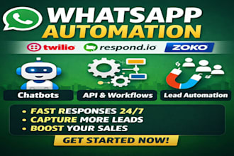 setup twillo, respond io, zoko sms or whatsapp automation