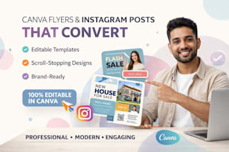 canva flyer design, banner, instagram post design canva expert canva logo design