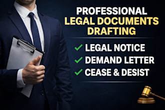 draft legal notice, demand letter, cease and desist letter professionally