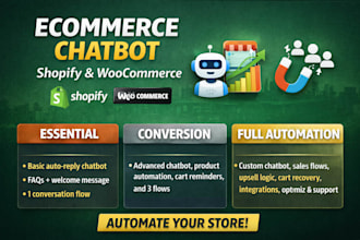 setup auto reply chatbot for shopify, woocommerce online store
