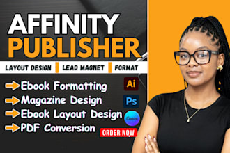 design and format ebooks, magazine PDF layout, brochures in affinity publisher