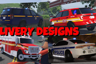 design custom livery for fivem ems, sport car, gta mid poly car, moc logo design