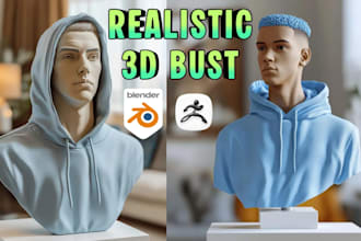 sculpt realistic 3d head bust face likeness 3d portrait stl file for 3d printing