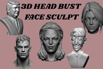 sculpt realistic 3d head bust face likeness 3d portrait stl file for 3d printing