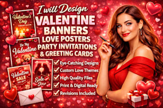 design valentine banner flyers love posters party invitation greeting cards