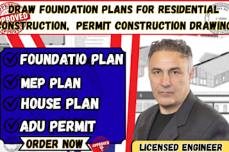 draw foundation plan, construction plan, permit autocad drawing in michigan,ohio