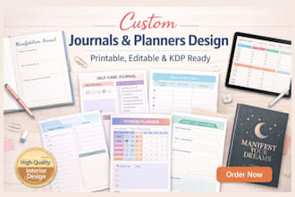 design printable and editable journals planners notebook and interior pages