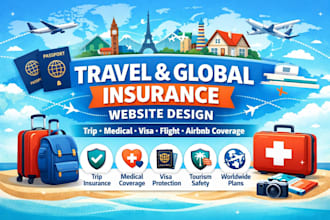 design travel tourism airbnb trip medical visa flight global insurance website