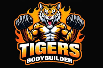 make different tiger body builder logo with express delivery