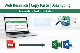 do web search, copy paste, data entry, data typing