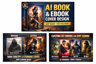 create ai graphic design for book cover , ebook cover, kdp
