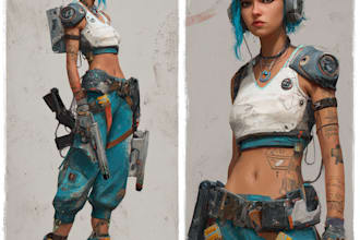 create futuristic sci fi character illustration
