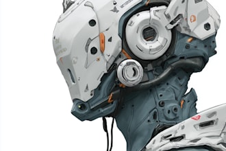 illustrate sci fi robot or alien character