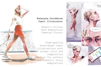 do custom comic illustration romantic stories and book adaptations
