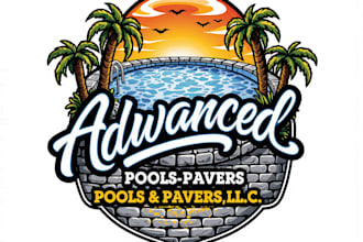 professional swimming pool and pool service logo design