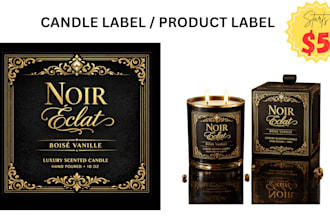 do luxury candle and product label design for elegant branding